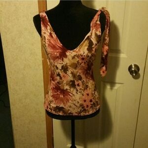 A.Byer stretch pink floral tank top M